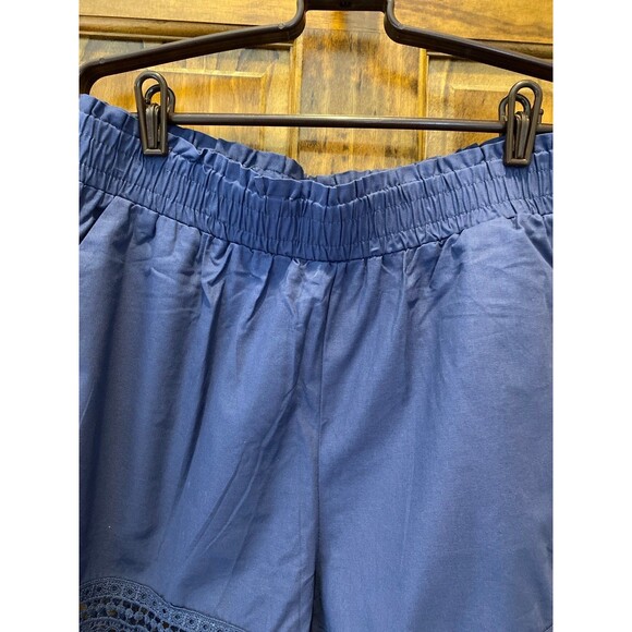 Boho Shorts Lace Trim Plus Size XL Navy Wide Elastic Waist Bohemian Hippie Gypsy - Picture 3 of 12